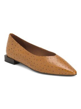 ANGEL ALARCON Made In Spain Leather Ostrich Print Flats